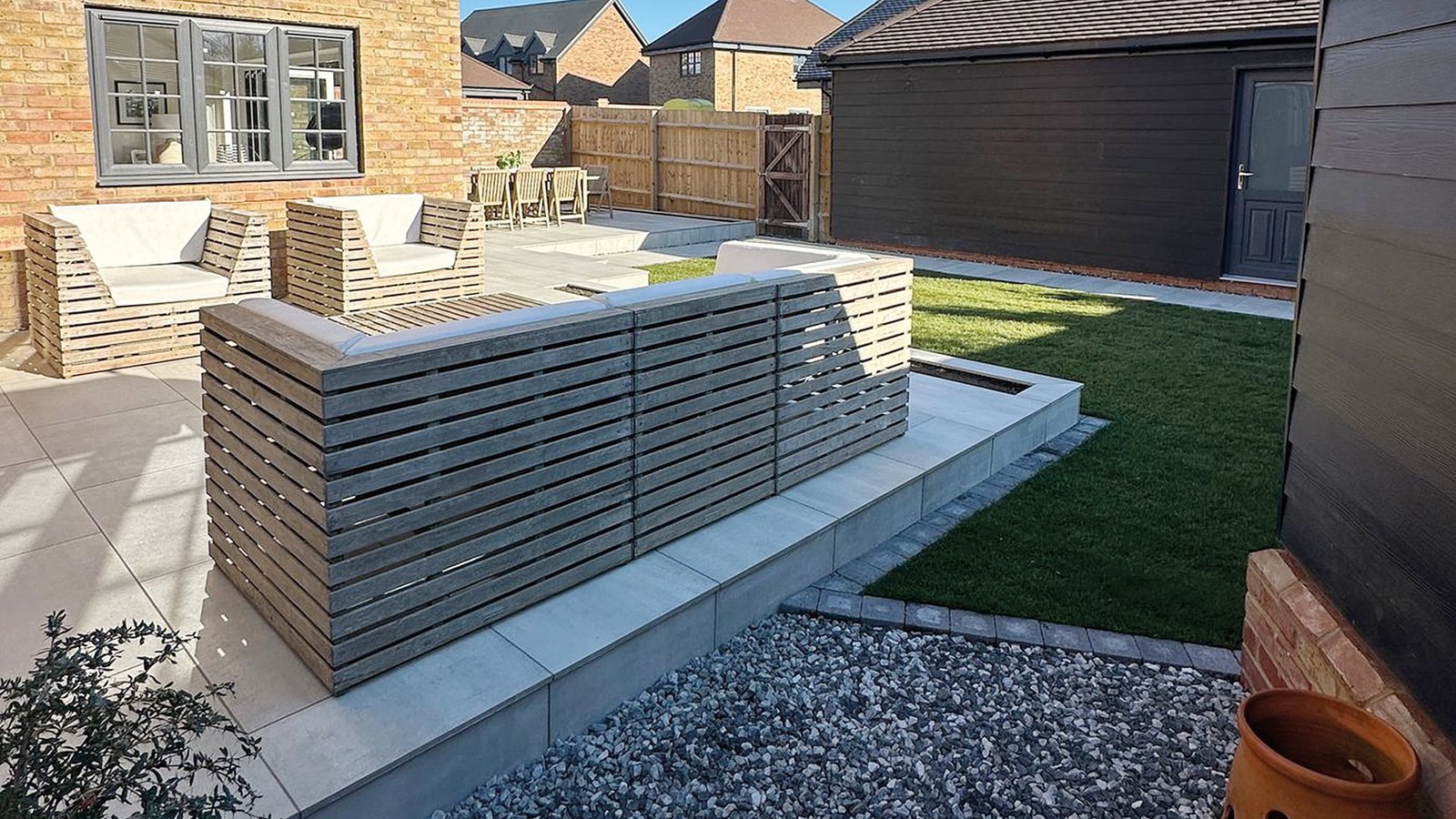 Sandstone Patio with Garden Border